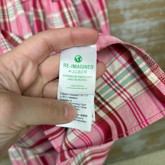 J. Crew Factory Plaid Mini Dress Ruffle Trim Pink Preppy Summer Career Womens 2 - Picture 3 of 5